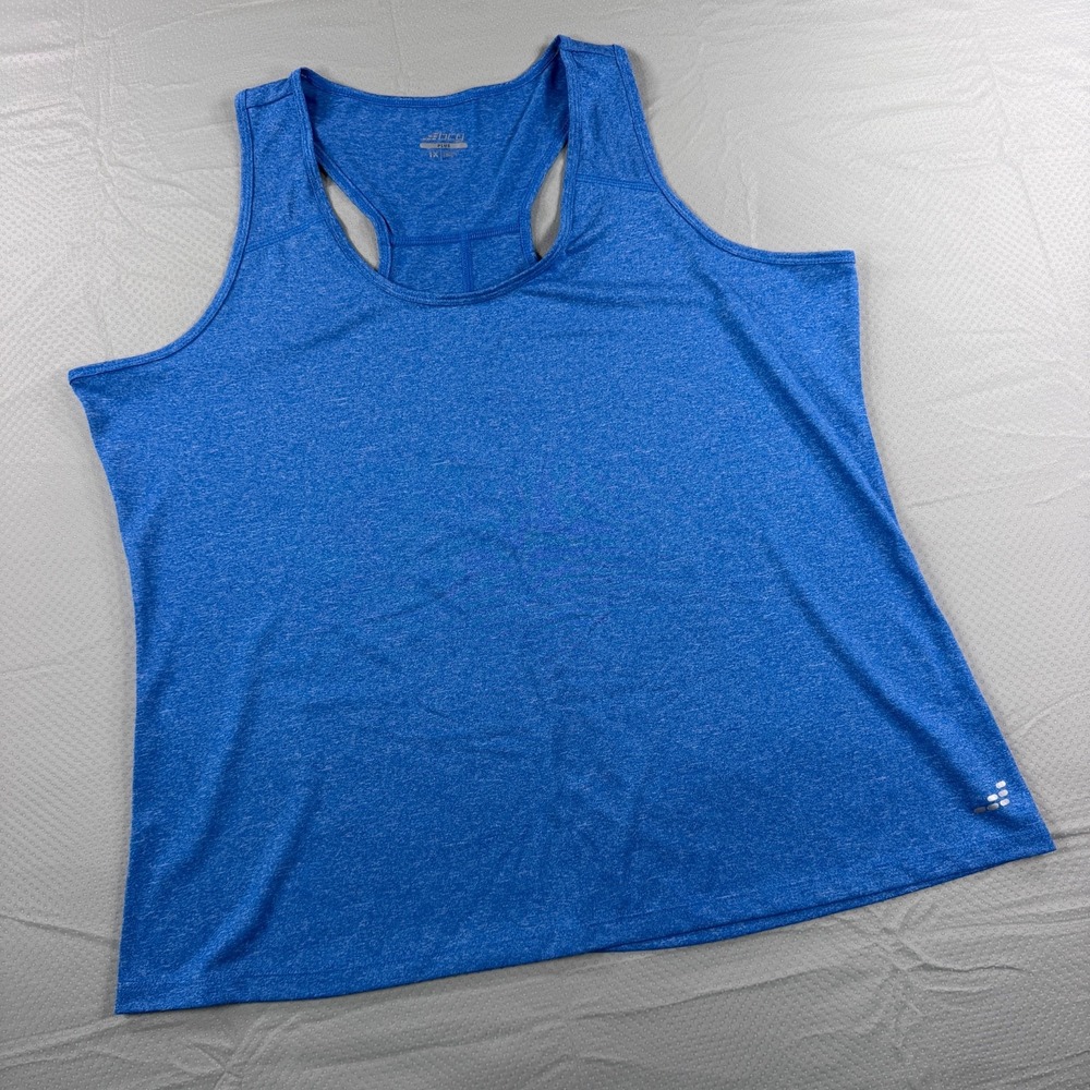BCG Plus Womens 1X Activewear Racerback Tank Top Heather Blue Athletic Workout